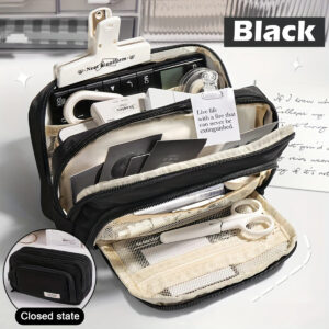 Large Capacity 3 Layers Pen Box  Pen Holder Pouch