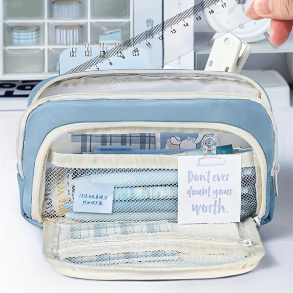 Large Capacity 3 Layers Pen Box  Pen Holder Pouch